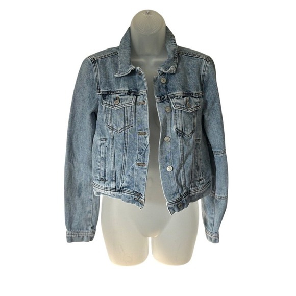 Free People Rumors Denim Jean Jacket w/ Patch Size XS - Picture 1 of 8
